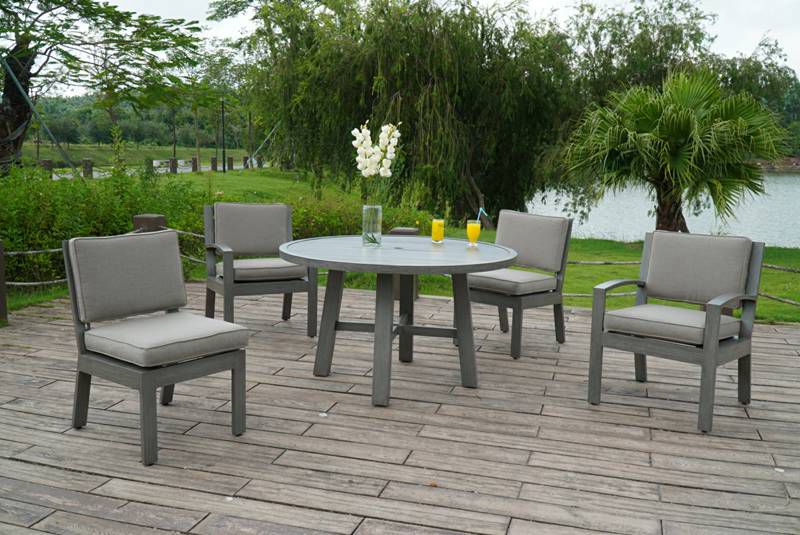 Muebles de silla de comedor al aire libre con mesa de comedor redonda