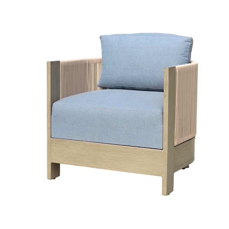 Mobili da giardino in rattan con cuscino del sedile blu